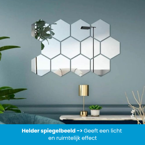 Plakspiegel 8x8 cm – Hexagon plakspiegel klein - Afbeelding 8