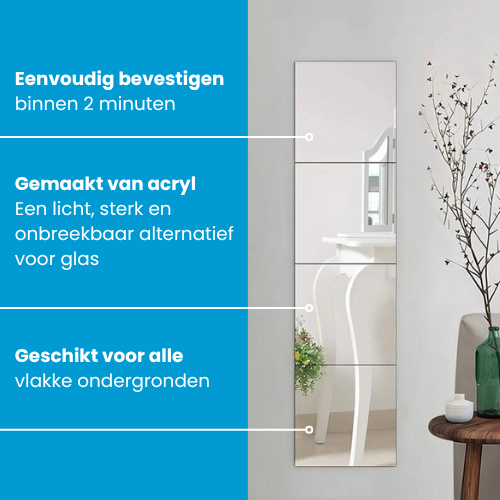 Plakspiegel 20x20 cm – Vierkante plakspiegel - Afbeelding 2