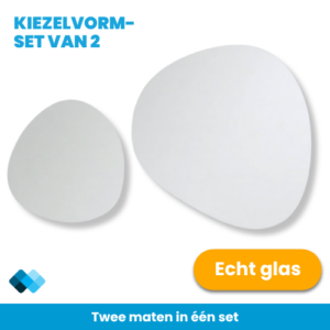 Kiezelvorm plakspiegels: set van 2 van echt glas, in twee maten